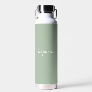 Botella De Agua Sage Green Name Modern Elegant Monograma Boho