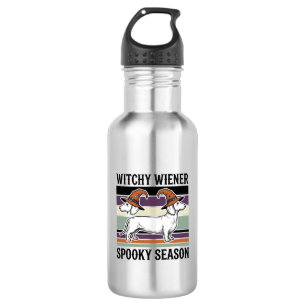 Botella De Agua Salchicha bruja Halloween grabado vintage perro S