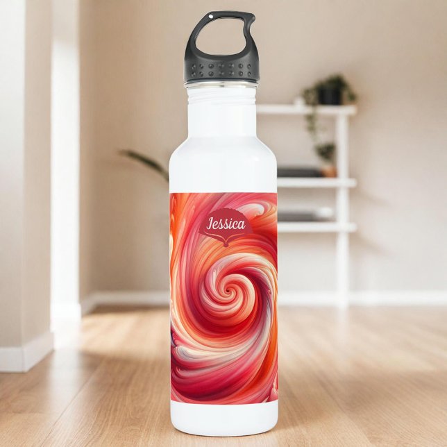 Botella De Agua Salmon Pink Modern Abstract Swirling (Subido por el creador)