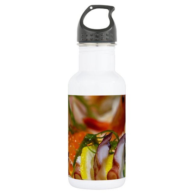 Botella De Agua Salmón Sashimi Comida de Pescado Mariscos Japonés (Anverso)