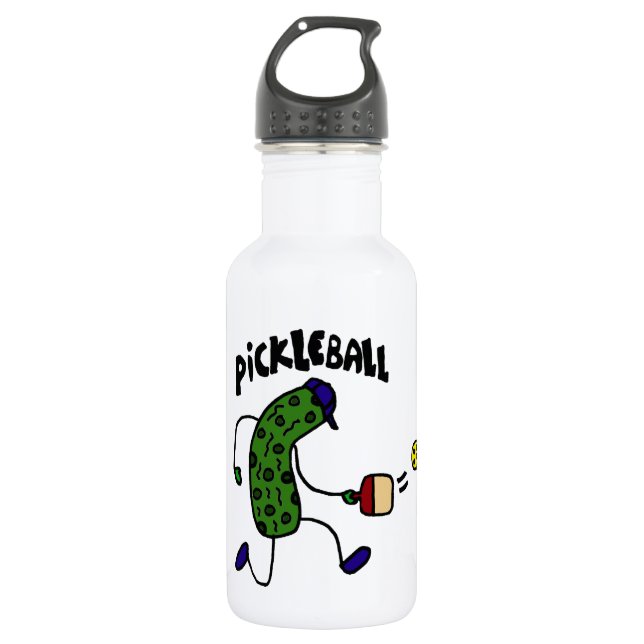 Botella De Agua Salmuera divertida que juega Pickleball (Anverso)