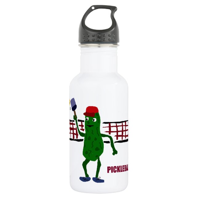 Botella De Agua Salmuera divertida que juega Pickleball con el (Anverso)