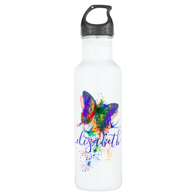 Botella De Agua Salpicadura de mariposa personalizada   (Anverso)