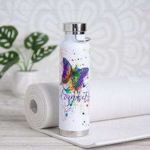 Botella De Agua Salpicadura de mariposa personalizada   