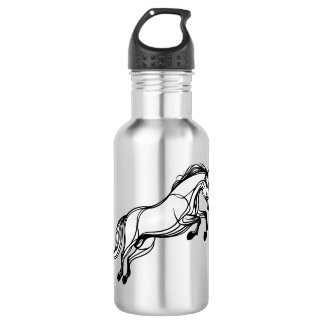 Botella De Agua Salto de caballo Doodle negro y blanco
