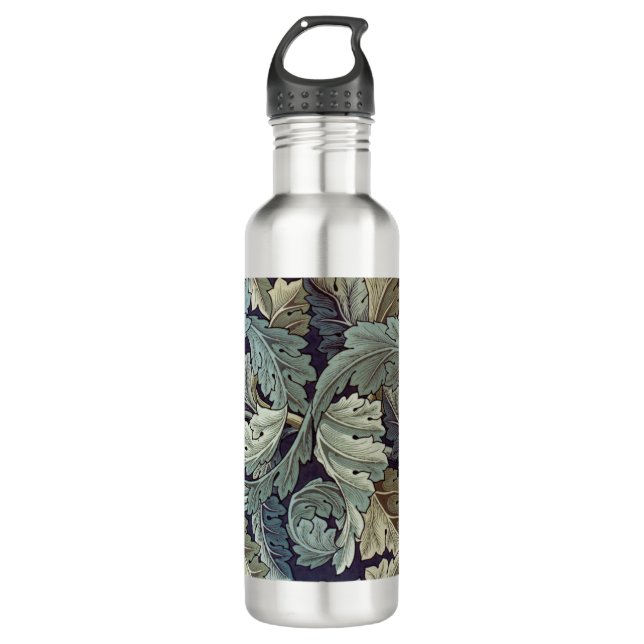 Botella De Agua Saltos de fondo de William Morris Acanthus (Anverso)