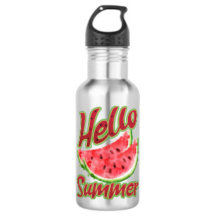 Botella De Agua Saludo   Diseño de sandía acuática