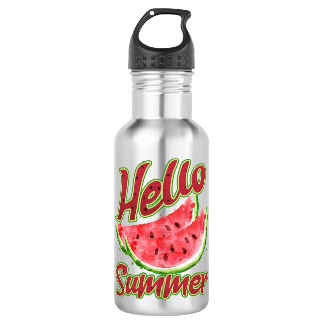Botella De Agua Saludo | Diseño de sandía acuática (Anverso)
