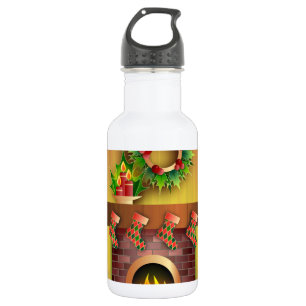 Botella De Agua Saludos de Temporada de Navidad Medias Chimenea