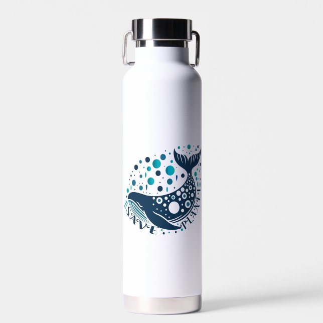 Botella De Agua Salvar el arte de la ballena planetaria para la co (Delantero)
