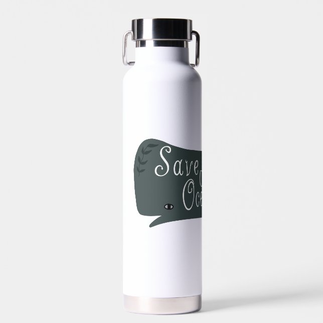 Botella De Agua Salvar el blanco de nuestra ballena ambiental oceá (Delantero)