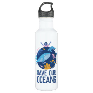 Botella De Agua Salvar nuestro Día de la Tierra de los Océanos