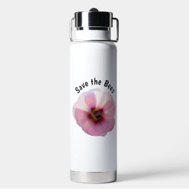 Botella De Agua Salven las abejas rosadas Hollyhock