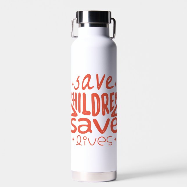 Botella De Agua Salven niños, salven vidas (Delantero)