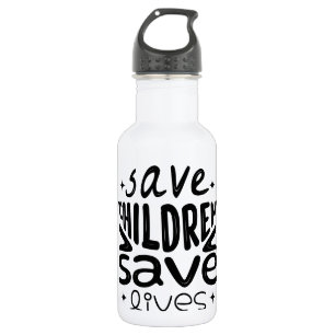 Botella De Agua Salven niños, salven vidas