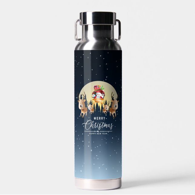 Botella De Agua Santa Claus está llegando (Delantero)