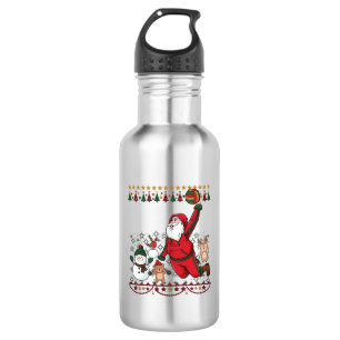 Botella De Agua Santa Claus Navidad Voleibol Muñeco de nieve Reno