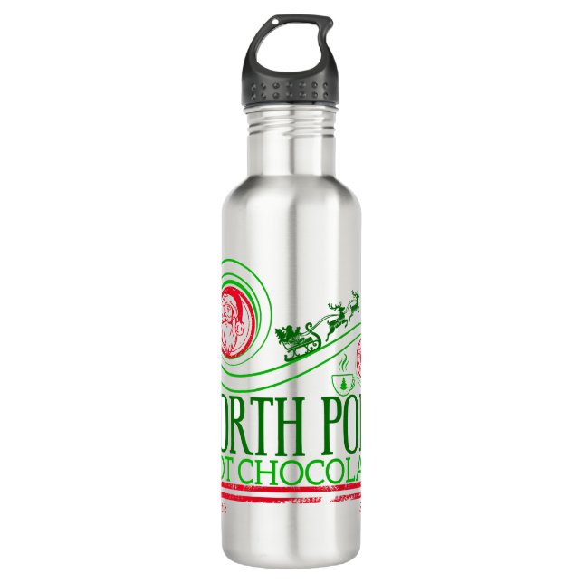 Botella De Agua Santa Cláusula Polo Norte Chocolate caliente (Anverso)