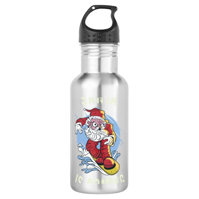 Botella De Agua Santa está viniendo en snowboard (Anverso)