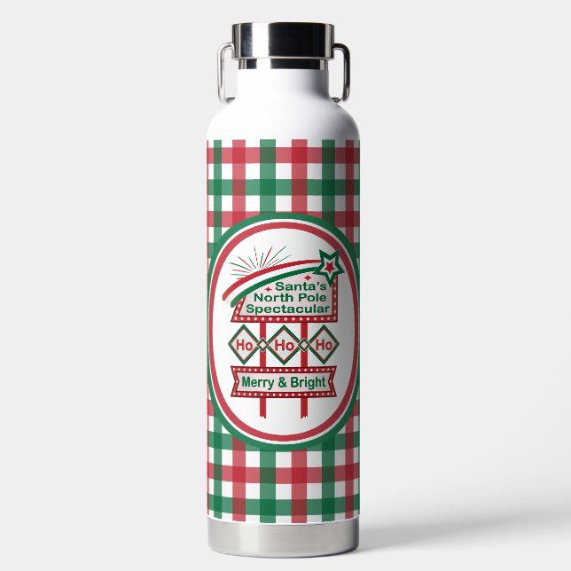 Botella De Agua Santa Marquee Retro - Ho Ho Merry & Bright (Delantero)