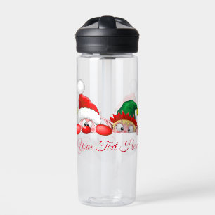 Botella De Agua Santa y Elfo Dibujo Animado de Navidad Divertido y