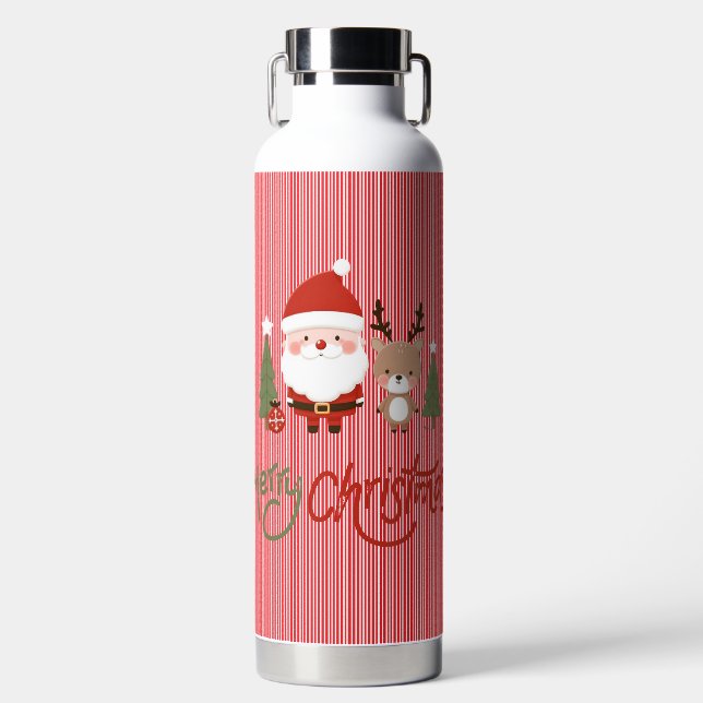 Botella De Agua Santa y reno Navidades (Delantero)