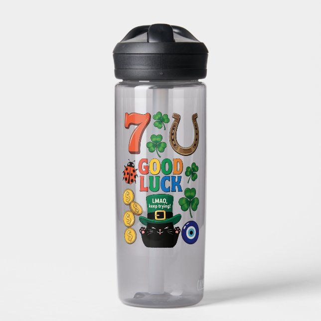 Botella De Agua Sarcastic black cat &Lucky charms (Delante)