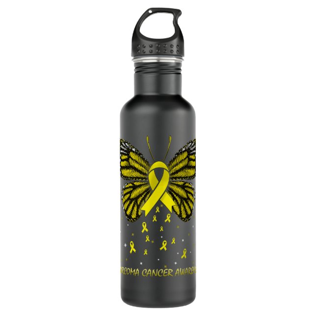 Botella De Agua Sarcoma Cáncer de conciencia Mariposa (Anverso)