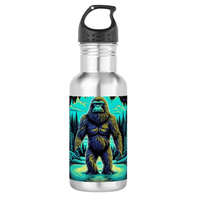 Botella De Agua Sasquatch en el Woods Ai Art (Anverso)