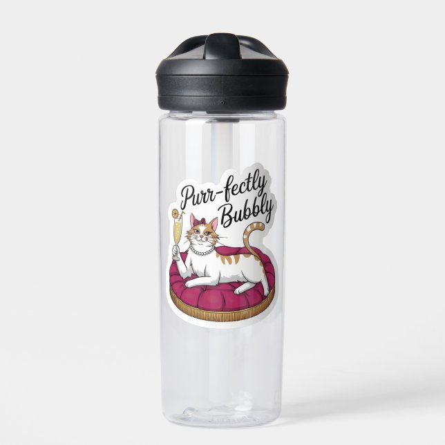 Botella De Agua Sassy Cat Cocktail Pegatina (Delante)