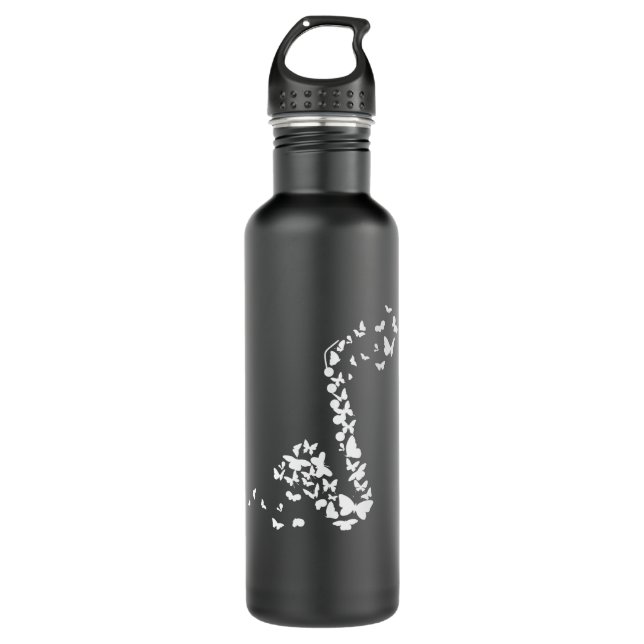 Botella De Agua Saxophone Instrument With Butterflies (Anverso)