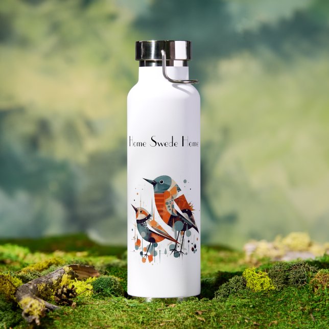Botella De Agua Scandi Aviary Duet, personalizado (Al aire libre (girado))