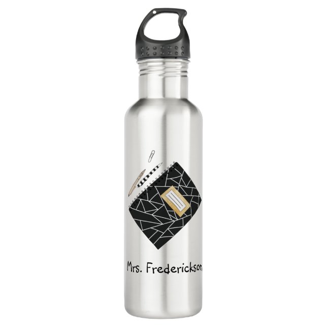 Botella De Agua School Notebook And Pencils Personalized (Anverso)