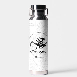 Botella De Agua Scorpio Zodiac Rótulo Astrología Nombre personaliz
