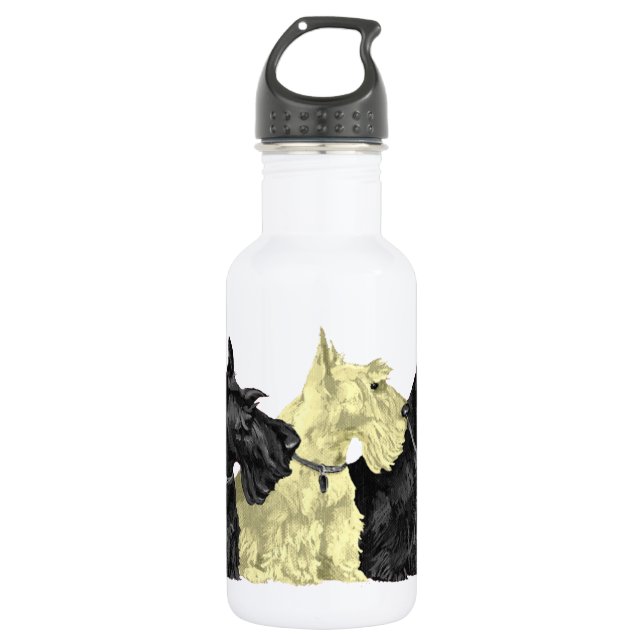 Botella De Agua Scotties negros y trigueños (Anverso)