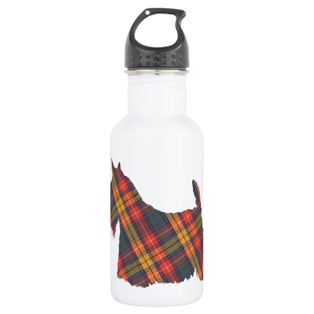 Botella De Agua Scottish Terrier Tartan Silhouette (Anverso)