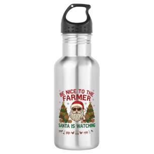 Botella De Agua Sé Amable Granjero Santa Navidad Animales de Granj