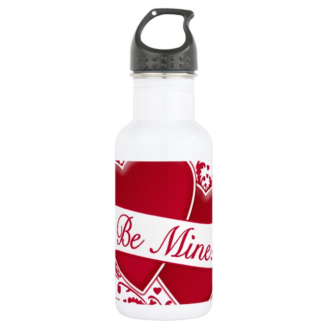 Botella De Agua ¡Sé Mío! Corazones rojos (Anverso)