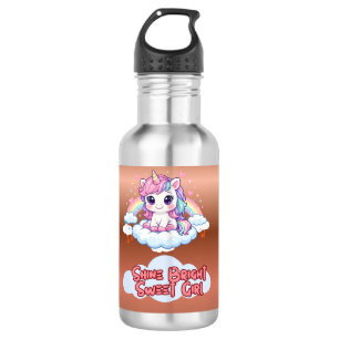 Botella De Agua Sé Tu Propio Arcoíris Chicas Unicornio Lindas