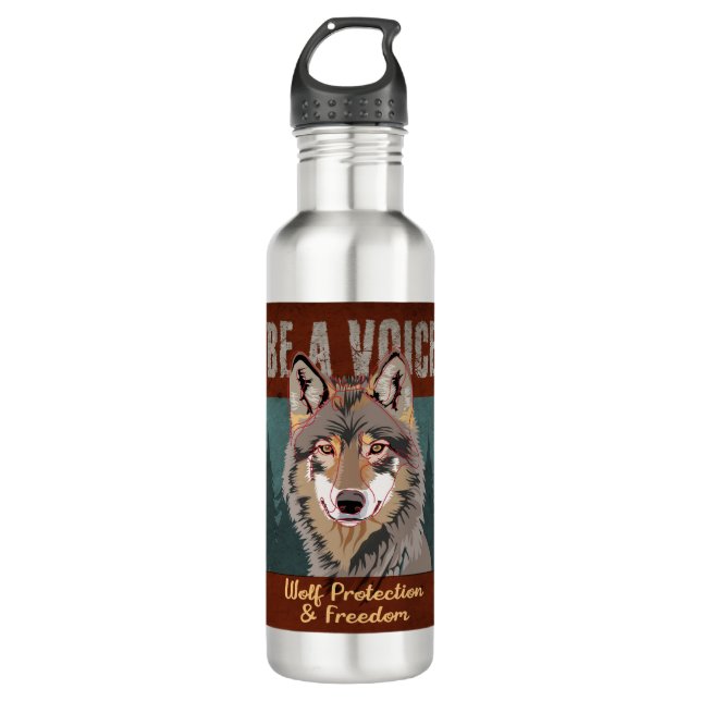 Botella De Agua Sé una voz - Protección de lobos y libertad (Anverso)