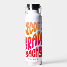 Botella De Agua Second Grade Teacher Orange Red Ombre