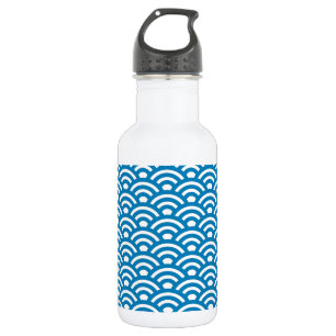 Botella De Agua Seigaiha, olas, japonés, azul y blanco