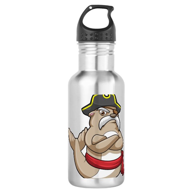 Botella De Agua Sellar como pirata con gorra pirata (Anverso)