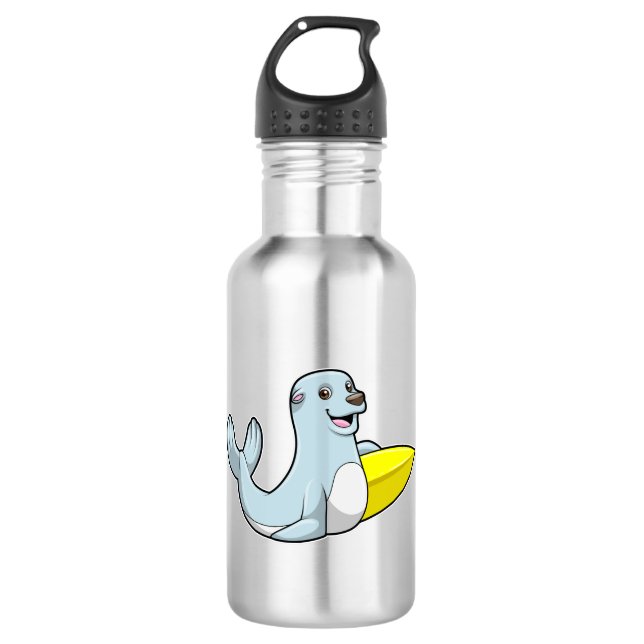 Botella De Agua Sello en Surfing con Surfboard (Anverso)
