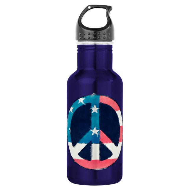 Botella De Agua Señal de paz americana grunge (Anverso)