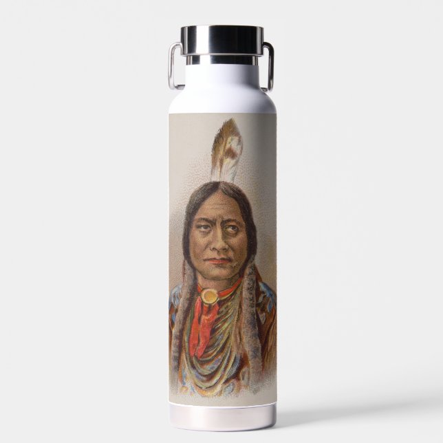 Botella De Agua Señales de humo: El jefe indio lakota está sentado (Delantero)