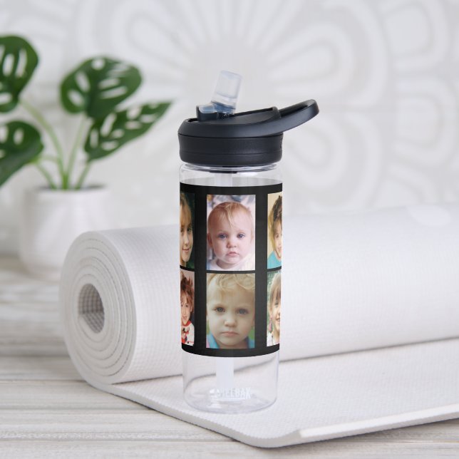 Botella De Agua Sencillo añadir 10 collage de fotos negro (Yoga)