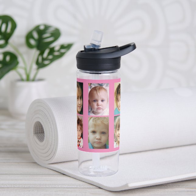 Botella De Agua Sencillo añadir 10 collage de fotos rosado (Yoga)