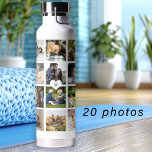 Botella De Agua Sencillo collage de fotos monogramado keepsake bla<br><div class="desc">Añade 20 fotos familiares, de niños, mascotas o de mejores amigos y crea tu propia botella de agua blanca y negra a la moda con tu nombre de monograma personal o familiar en el interior de un corazón blanco. Fácil de personalizar con las imágenes cuadradas y la letra de su...</div>