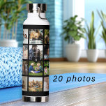 Botella De Agua Sencillo collage de fotos monogramado keepsake neg<br><div class="desc">Añade 20 fotos familiares, de niños, mascotas o de mejores amigos y crea tu propia botella de agua blanca y negra de color con tu nombre de monograma personal o familiar en el interior de un corazón negro. Fácil de personalizar con las imágenes cuadradas y la letra de su personalizado....</div>